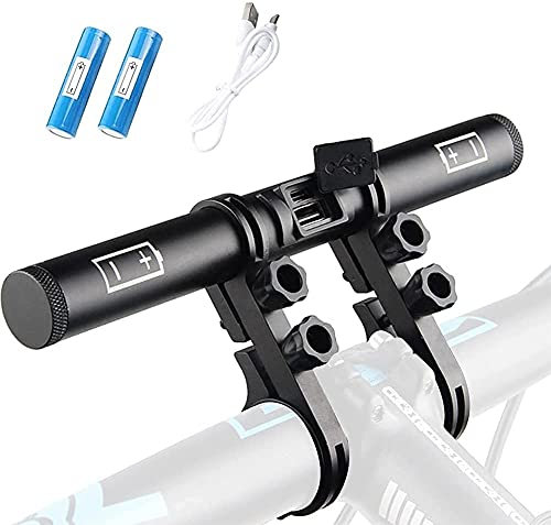 Fahrrad Lenker Extender, 20,5cm USB Wiederaufladbare Fahrradlenker Verlängerung mit 4000mAh Akku, Doppel Fahrrad Lenker Erweiterung Aluminiumlegierung Halterung für für Handy, Tacho, GPS, Fahrradlicht