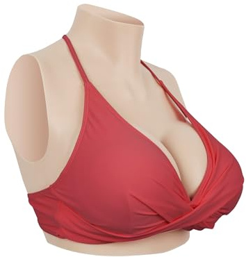 KUICEO Silicone Breastplate D Cup Fake Boobs Breast Forms Realistic Fake Breasts for Crossdresser Transgender Drag Queen