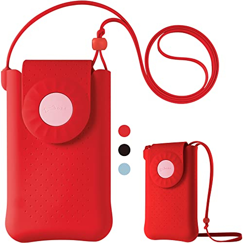 BONE Handytasche zum Umhängen Damen, Hakenlos Design Süß Handytasche mit Geldbörse zum Umhängen Damen Mädchen Junge, Crossbody Handykette Kompatibel mit iPhone Samsung Pixel bis 7,2 Zoll, Rot