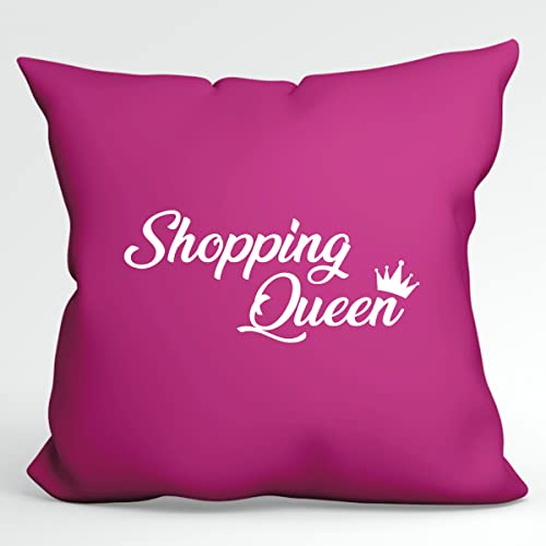 Huuraa Couchkissen Shopping Queen Geschenk 40x40cm mit Füllung Fuchsia Baumwolle Shopping Queen Souvenir