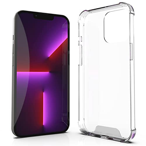 N NEWTOP Funda compatible con Apple iPhone 13 Pro Max, trasera semirrígida TPU Hard Clear Anti-Shock Funda Carcasa Case Retro Protectora Semirrígida Transparente Esquinas Reforzadas