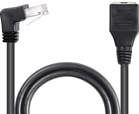 GELRHONR Câble d'extension Ethernet, angle de 90 degrés RJ45 réseau LAN mâle à femelle cordon de raccordement réseau compatible avec Cat5 Cat5e-noir 50 cm (haut)