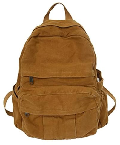 KAOBIO Boho-Rucksack aus Segeltuch für die Schule, Vintage, College-Rucksack, Damen, Fee, Grunge, ästhetischer Hippie-Y2K-Rucksack, Braun