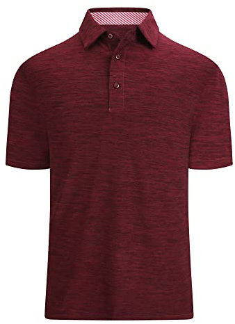 Alex Vando Mens Golf Shirt Moisture Wicking Quick-Dry Short Sleeve Casual Polo Shirts for Men, Dk Burgundy, Large