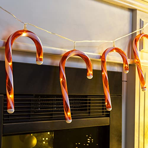 Haushalt International HI 76929 Zuckerstangen Lichterkette Batteriebetrieb mit 40 LEDs