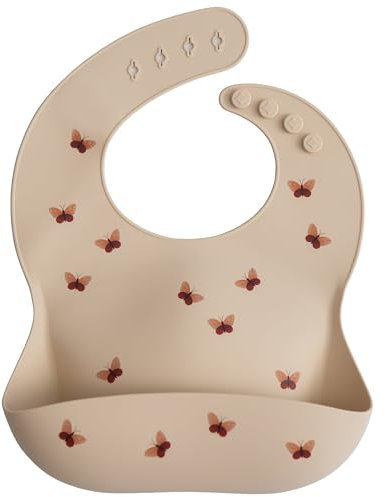 mushie Bavoir pour bébé en silicone | Bavoirs imperméables réglables (papillons)
