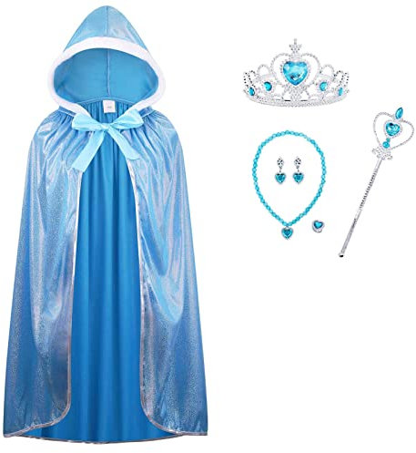 Costume de princesse à capuche pour femme – Déguisement de conte de fées pour Halloween, Noël, anniversaire, journée mondiale du livre – Comprend boucles d'oreilles, collier, sceptre, couronne et