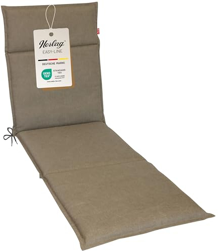 Herlag Liegenauflage Bea 190x60x4,5cm | Wasserabweisende Rollliegen-Auflage mit Fleckschutz | Bequemes Polster für Sonnenliegen | Pflegeleichte Easy-Line | Öko Tex 100 | Taupe