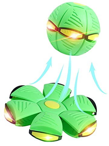 TZCIN Dog Toys Flying Saucer Ball Pet Magic Deformation UFO Toy Outdoor Sports Dog Training Equipment Dog's Play Flying Interactive Toys Flying Saucer Ball With 6 LED Lights for Dogs Pet