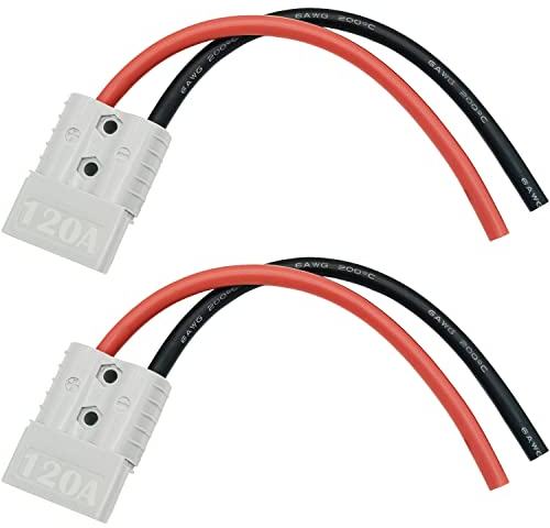 CESFONJER 120A 600V Battery Connector (2 Sets), Quick Connect Quick Disconnect Battery Connector, with 25cm 6 AWG Battery Cable, for Car, Motorhome, Caravan, Camper, Boat (Grey)