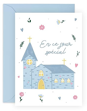 Central 23 Carte bapteme garcon fille enfant - 'EN CE JOUR SPÉCIAL' – Carte de voeux pour homme et femme - Église - Carte de félicitation pour mariage - Livré avec autocollants