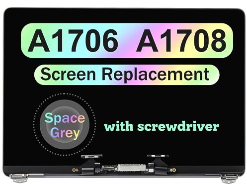 Pantalla de repuesto de 13.3 pulgadas para MacBook Pro Retina A1706 A1708 finales de 2016 mediados de 2017 EMC 3071 EMC 3163 EMC 2978 EMC 3164 pantalla LCD Retina montaje completo (gris espacial)