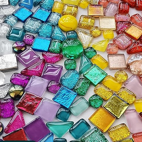 Bogoro Mosaique Loisir Creatif adulte, Tesselles Mosaïque Coloré, Carreaux de Mosaique Verre, Tesselles en Verre, Kit Mosaique adulte enfant, Carrelage Mosaïque Multicolore, 200g (Couleurs mélangées)