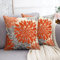HomeStilez Deko Kissenbezug Orange Farbenen und Grauen Dahlien Elegant Kissenbezüge 50 x 50 cm Abstrakter Kissenhülle 2er Set Weicher Sofakissenbezüge für Sofa Büro Couch Thanksgiving