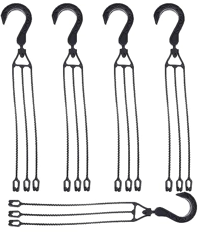 Voragrl 5 Stück Kunststoff Hängeketten für Pflanzgefäße 360° Drehbar Blumenampel Haken Pflanzgefäß Halter Blumentopf (Schwarz)