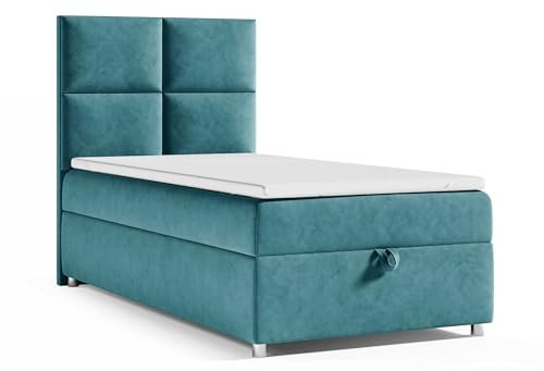 Best For Home Trinity K2 Boxspringbett Single Mit Bonellfederkern, Matratze und Topper | 90x200 Mit Bettkasten | Einzelbett | Polsterbett - Lieferung an Die Bordsteinkante