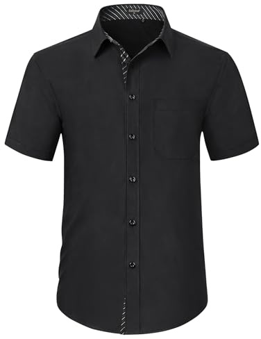 Enlision Men's Short Sleeve Shirts Formal Dress Shirt Business Regular Fit Button Up Office Shirts with Pockets