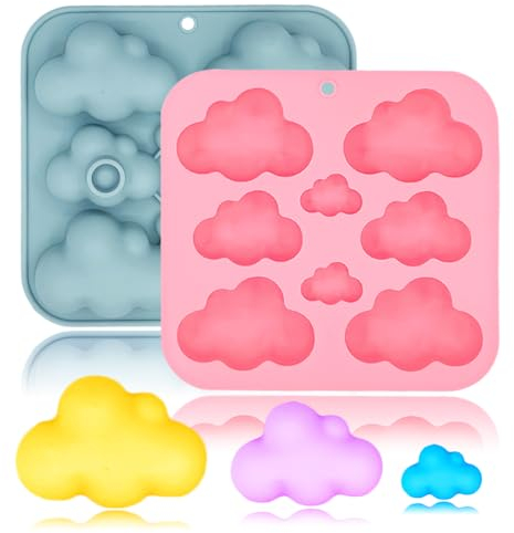 Lot de 2 moules en silicone en forme de nuage 3D pour chocolat, gâteau, dessert, mousse, pâtisserie, savon fait à la main