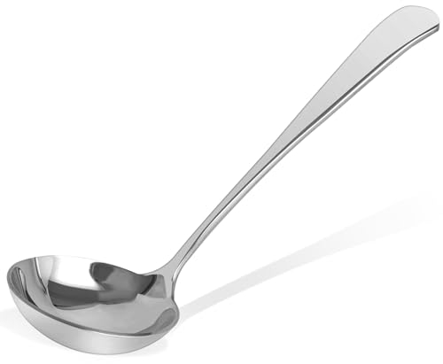 Trukafie Cucharon, Cucharón de Sopa, Cazo de Acero Inoxidable, Cucharón de Cocina, Cuchara de Sopa de Metal para Cocinar Antiadherente y Resistente al Calor, Cuchara Sopera Apta Para Lavavajillas