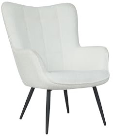 byLIVING Sessel UTA/Bouclé Off White/weiß/Gestell schwarz pulverbeschichtet/Relaxsessel/Armlehnen-Sessel/B 72, H 97, T 80 cm