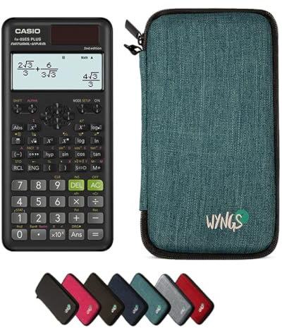 Casio fx-85ES Plus 2nd Edition inkl. WYNGS Schutztasche Türkis - Wissenschaftlicher Taschenrechner - Basic Set