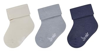 Sterntaler Baby Socken 3er Pack Uni – Unisex Babysocken mit Umschlag, hoher Viskoseanteil aus Bambuszellstoff, hautfreundlich, feuchtigkeitsregulierend