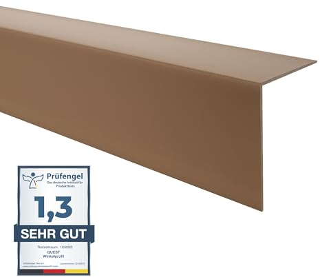 Quest PVC Kantenschutzwinkel - Ohne Klebeband - Kantenleiste und Eckenschutz - Eckleiste Winkelprofil - 50x50mm, 200cm, Braun