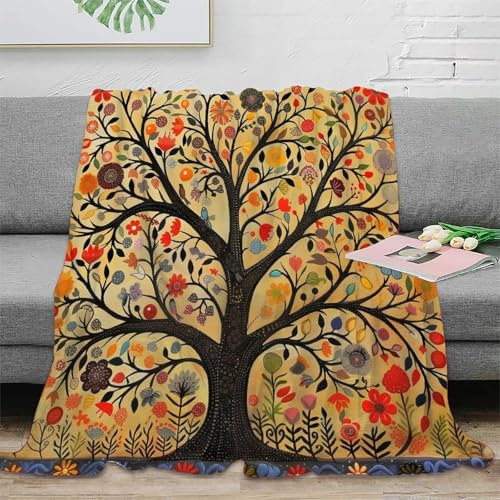 Baum des Lebens Sofadecke 3D Druck Fleecedecke Couchdecke Decke Kuscheldecke Weichen Flauschig Flauschig Warm Bett Decken Tagesdecke Für n 40x50inch(100x130cm)