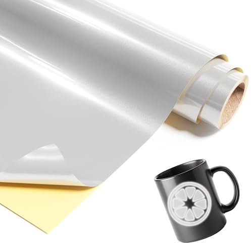 IROHTV Hochglänzendes Silber Vinylfolie Plotter, 30,5cm×122cm Plotterfolie Vinyl für Cricut und alle Schneidemaschinen, Vinylfolie für DIY-Tassen, Glas, Metall