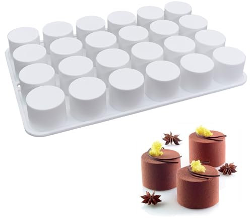 SEABABOO Molde Chocolate Cilíndrico De Silicona Molde De Silicona De Cilindro Redondos Molde Para Hornear De Silicona Para Chocolate Muffins Magdalenas Tartas De Queso Brownie (24 cavidades 3cm)