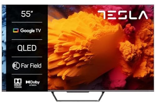 TESLA - QLED Smart TV de 55 (140cm), Google TV, Televisión Ultra HD, HDR10, Dolby Atmos, Youtube, Netlfix, WiFi & Bluetooth, 2 Altavoces 10W, Chromecast Integrado, 3.840x2.160 (Q55S939GUS) - 2025