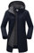 Outdoor Ventures Veste softshell longue pour femme avec capuche doublée en polaire - Veste coupe-vent imperméable pour femme, bleu foncé, 4XL