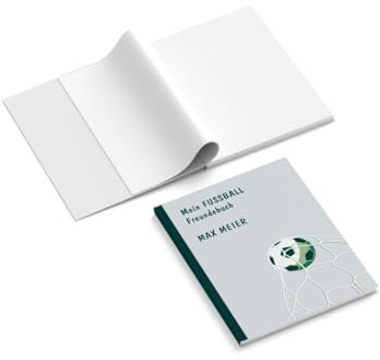 Poesiealbum personalisiert mit Name | Fussball | 148 x 210 mm | Hardcover | Papier 100 g/m² | Blanko Innenseiten | Freundebuch | Erinnerungsbuch