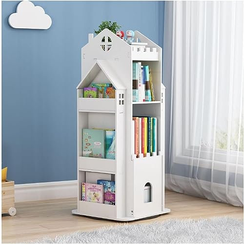 DONGGANSHI Kreatives Bücherregal, süßes, um 360° drehbares Bücherregal, Kinderbücherregal, Schlafzimmerregal, Bücherregal, Unterschrank, Bücherregal mit Stauraum (C 45 x 45 x 108 cm)