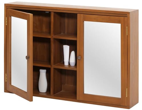 Mendler Armoire de Toilette en Teck HWC-M85, Armoire de Toilette, Teck de qualité B-Grade (Bois de cœur, 20-30 Ans), 70x100x20cm
