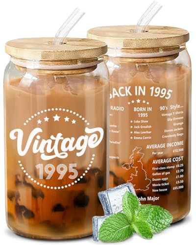 CoCoCherry 30th Birthday Gifts for Women - 30th Birthdays Creative Travel Mug, Interesting Glass Mug, Coke Cup, Born in 1995 Birthday Gift for Girlfriend Best Friend Female Mum Wife Daughter Sister