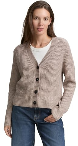 Tom Tailor Damen 1047696 Cardigan mit Rippstruktur (1er Pack)