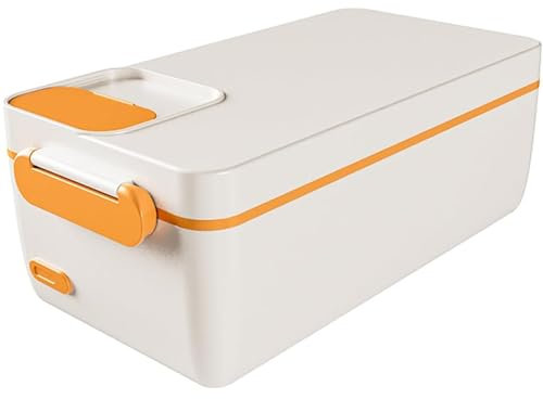 Rechargeable Electric Lunch Box, 1 Liter Wireless Heated Lunch Box, Portable Food Timer Heater, no Need to add Water, self-Heating Insulation Box, car Heating and Insulation White