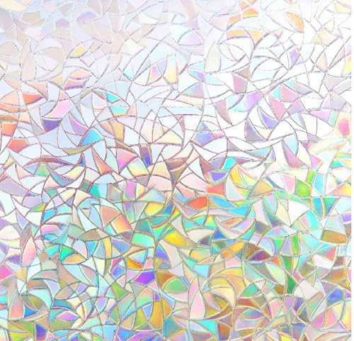 shinfly Fensterfolie Blickdicht Selbsthaftend | Sichtschutzfolie Fenster | Fensterfolie Bunt Statisch Haftend 60 x 200 cm | Stained Glass Window Film Anti-UV Für Büro Wohnzimmer Schlafzimmer Küche