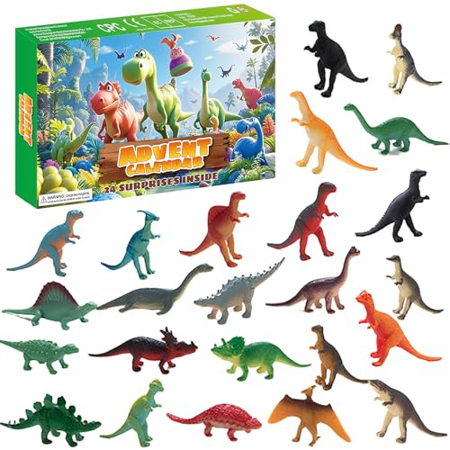 Adventskalender 2025 Kinder Dinosaurier Spielzeug, Dino Weihnachtskalender Jungen Mädchen mit 24 Überraschungen Weihnachts Adventskalender Kinder 5 6 7 8 9 10 11 12 Jahre