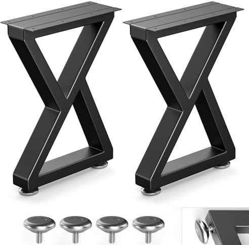 Likapop 28 Metall Tischbeine, Z-Form 2er-Set, 45x71cm, Schwarz | starker Stahl, Rostschutz, rutschfest, Traglast 800 lb, minimalistisch, für Wohnzimmer, Landhaustisch, Werkbank
