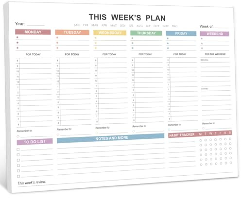 Weekly Planner - Weekly Planner Notepad Tear Off, To Do List Notepad