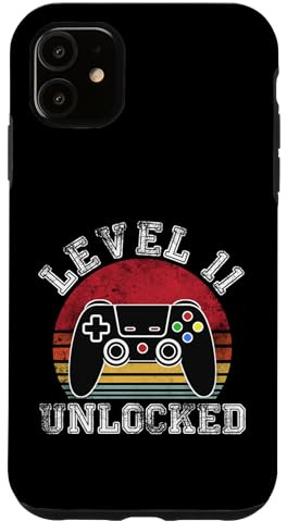 Hülle für iPhone 11 Level 11 Unlocked Retro-Videospieler zum 11. Geburtstag, Junge und Mädchen