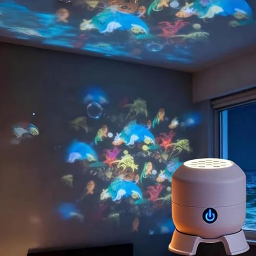 Dynamisches Rotierendes LED-Projektorlicht, Dynamic Rotating LED Projector Light, 360° Rotierende Ozean & Schneeflocke Projektionslampe, Dynamische Projektor Nachtlicht für Kinderzimmer Deko (Ocean)