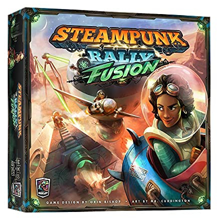 Roxley Steampunk Rally Fusion – Standalone Strategy Board Game & Expansion – Draft, Build, and Race Custom Inventions with Fusion Energy – Modular Tracks & New Inventors – 1–8 Players – Ages 14+