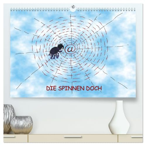 DIE SPINNEN DOCH (hochwertiger Premium Wandkalender 2026 DIN A2 quer), Kunstdruck in Hochglanz: Knubbelige, lustige Spinnentierchen als Comicfiguren (CALVENDO Orte)