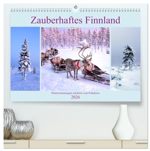Zauberhaftes Finnland (hochwertiger Premium Wandkalender 2026 DIN A2 quer), Kunstdruck in Hochglanz: Winterstimmungen in Finnland nördlich vom Polarkreis (CALVENDO Natur)