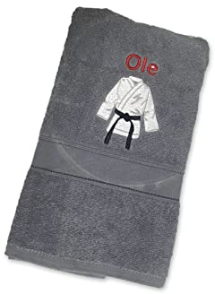 Karate Handtuch bestickt mit Motiv und Name Karatehandtuch Karateanzug