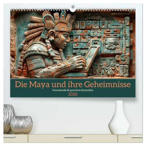 Die Maya und ihre Geheimnisse (hochwertiger Premium Wandkalender 2026 DIN A2 quer), Kunstdruck in Hochglanz: Fantasievolle Maya-Reliefs (CALVENDO Kunst)