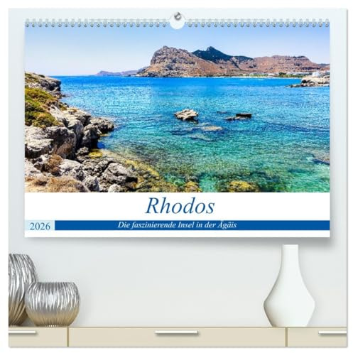 Rhodos - Die faszinierende Insel in der Ägäis (hochwertiger Premium Wandkalender 2026 DIN A2 quer), Kunstdruck in Hochglanz: Feine Sandstrände, ... beliebten Urlaubsparadies. (CALVENDO Orte)